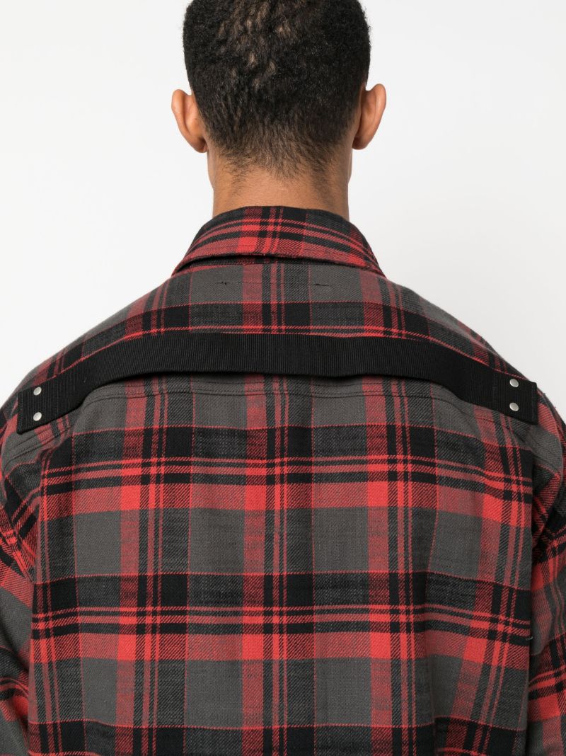 Red Cotton Plaid Long Shirt