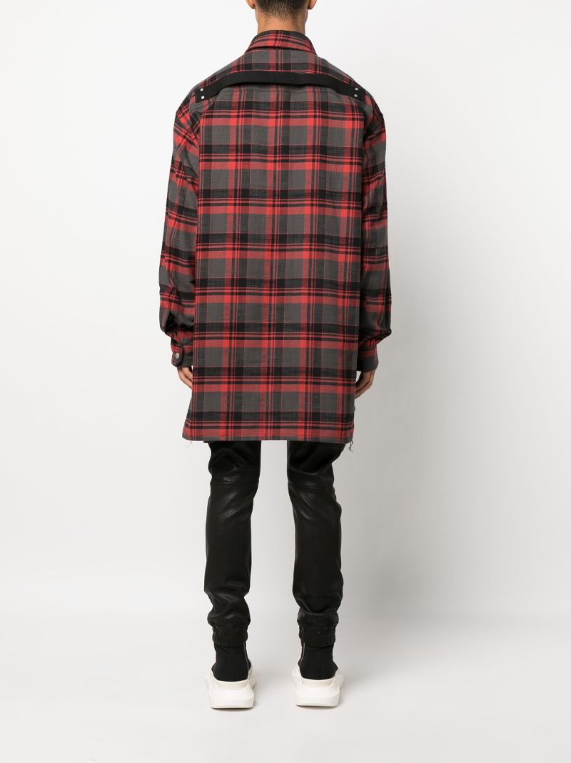Red Cotton Plaid Long Shirt