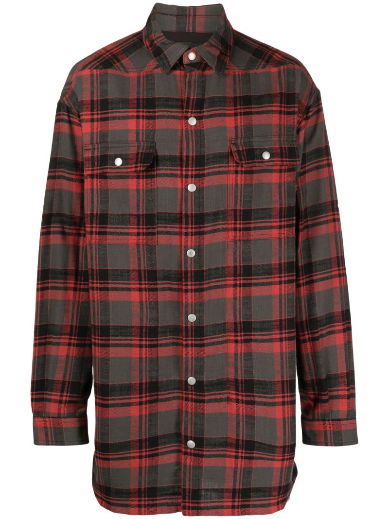 Red Cotton Plaid Long Shirt