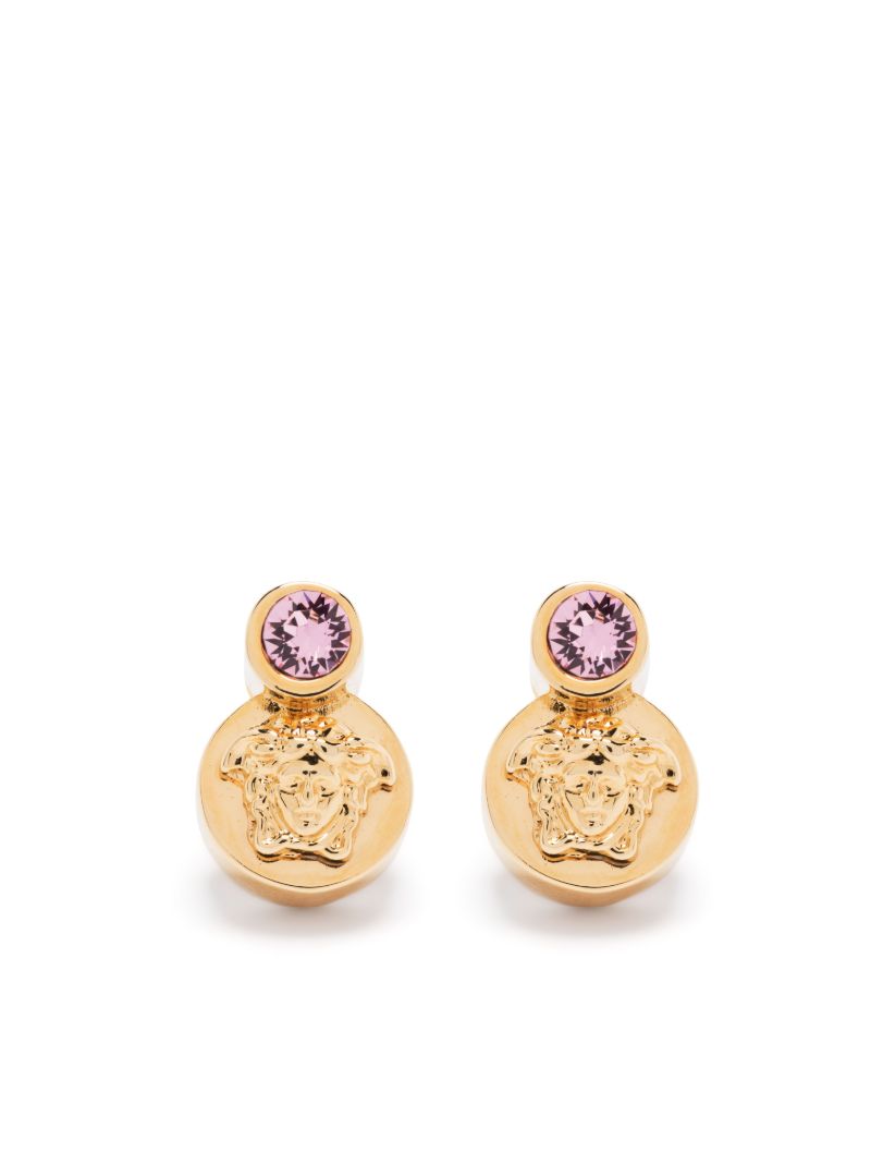 Gold-tone Medusa Crystal Stud Earrings