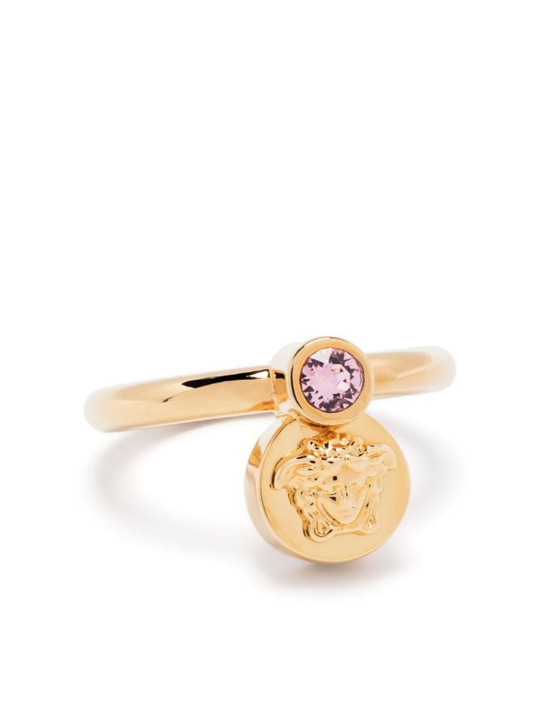 Gold-tone Medusa Crystal Ring