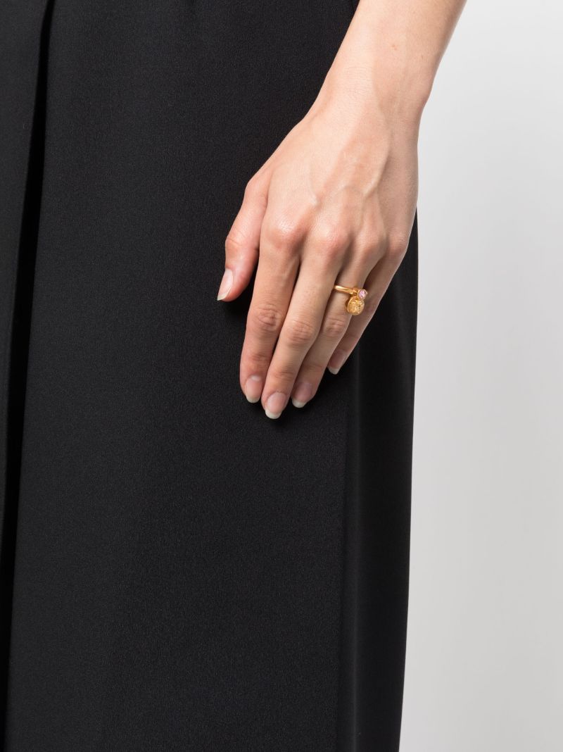 Gold-tone Medusa Crystal Ring