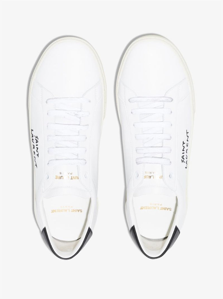 White Court Classic Low Top Leather Sneakers