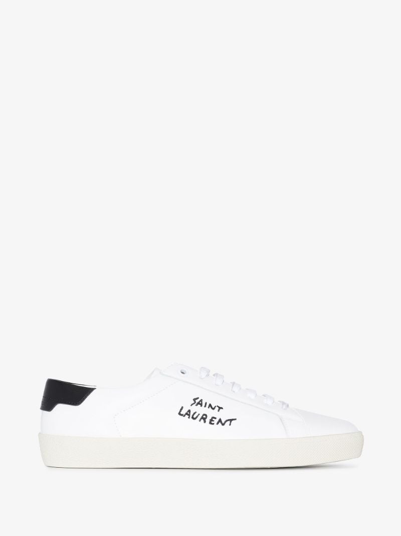 White Court Classic Low Top Leather Sneakers