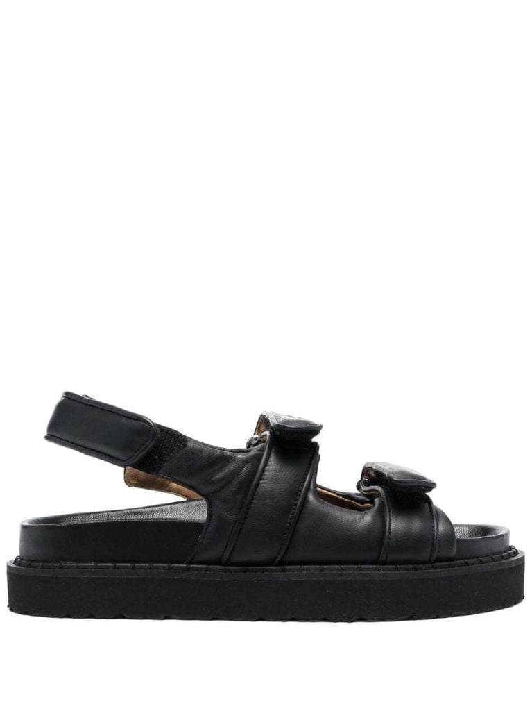 Black Leather Platform Sandals