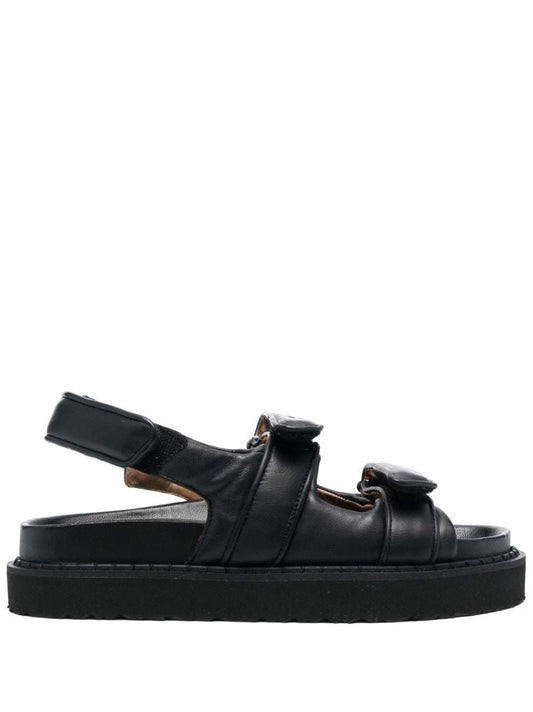 Black Leather Platform Sandals