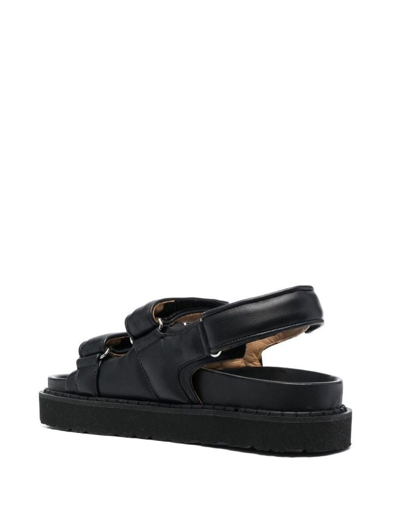 Black Leather Platform Sandals