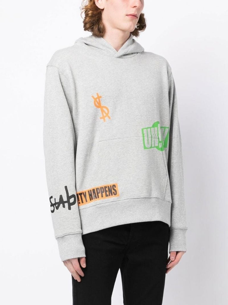 Grey Logo Print Hoodie