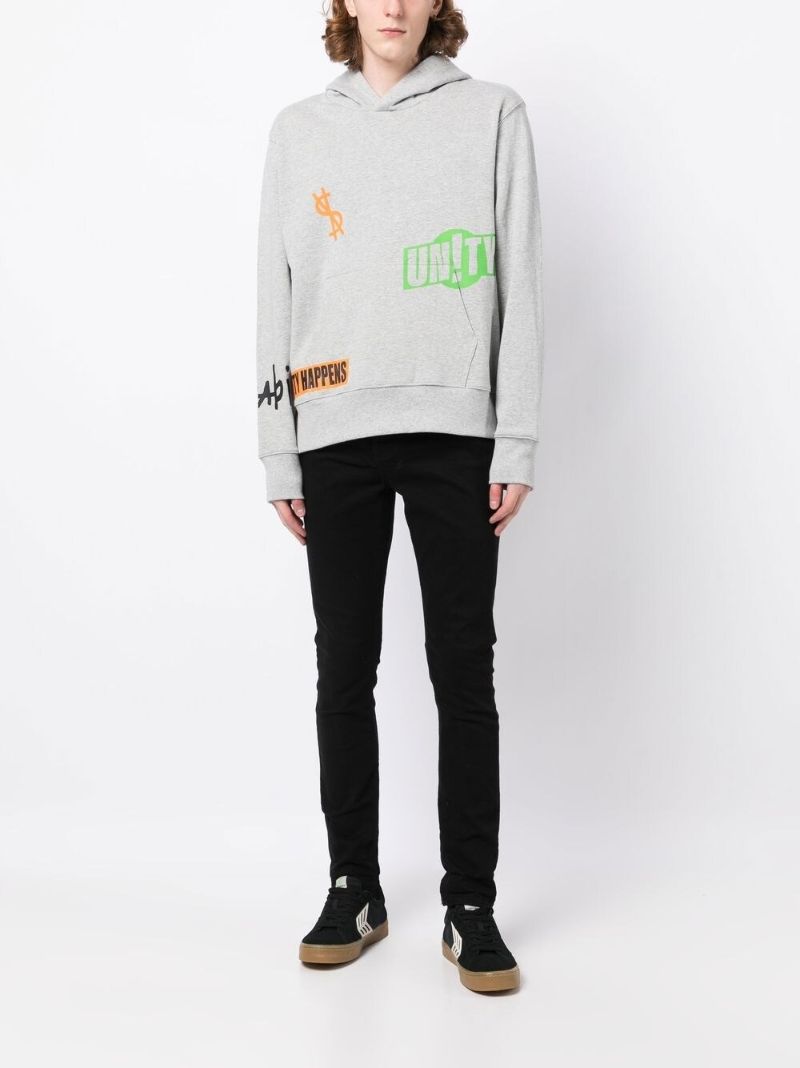 Grey Logo Print Hoodie