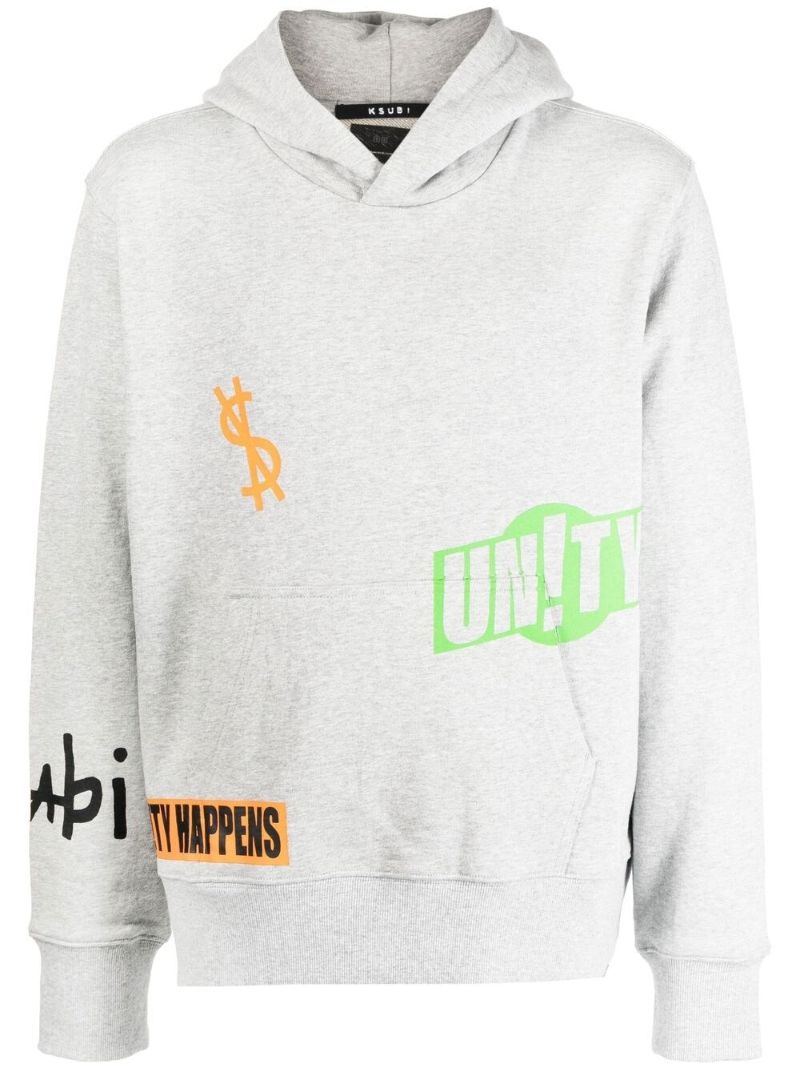 Grey Logo Print Hoodie