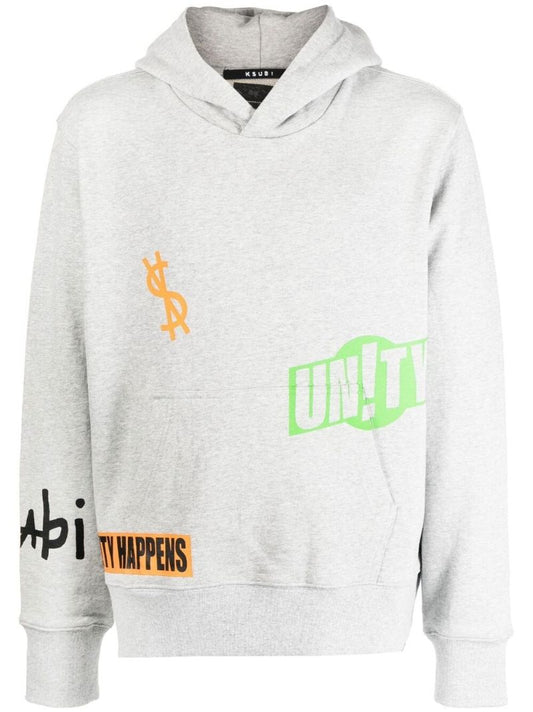 Grey Logo Print Hoodie