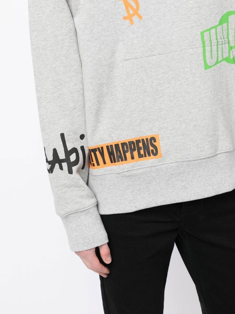 Grey Logo Print Hoodie