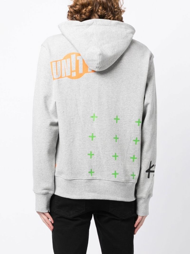 Grey Logo Print Hoodie