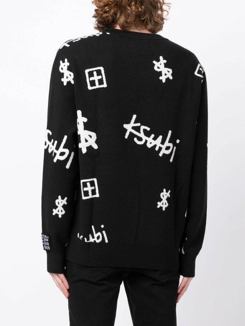 Black Logo Print Sweater