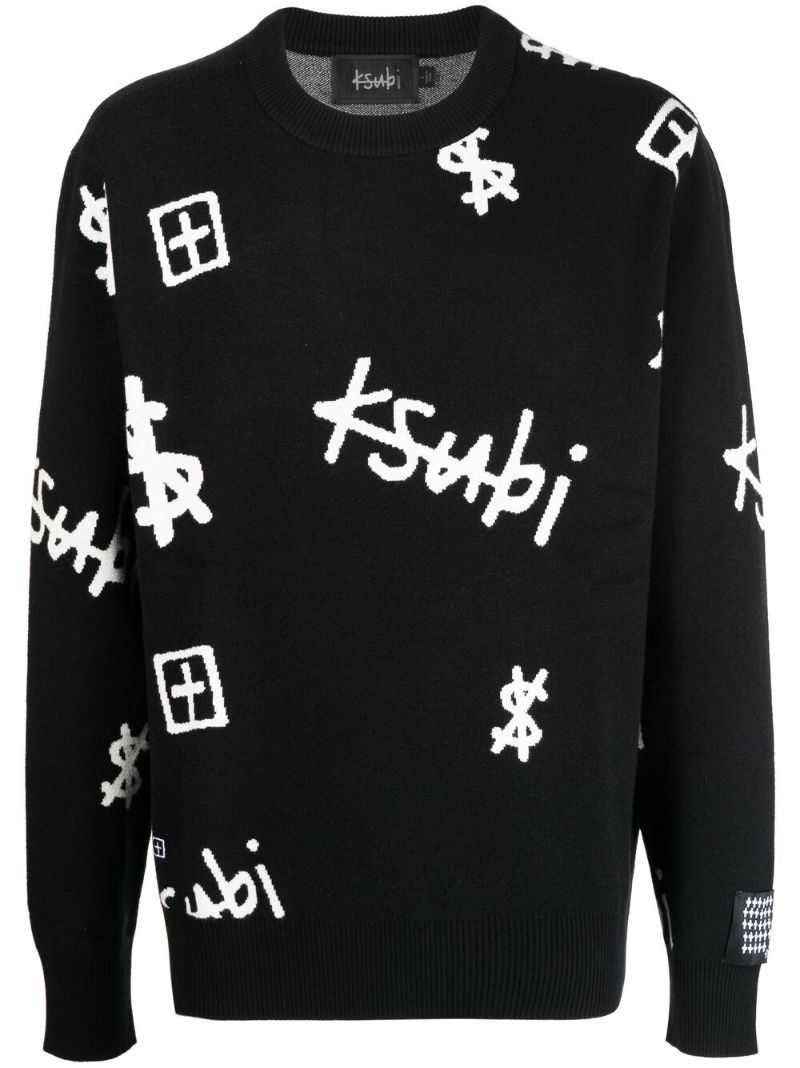 Black Logo Print Sweater