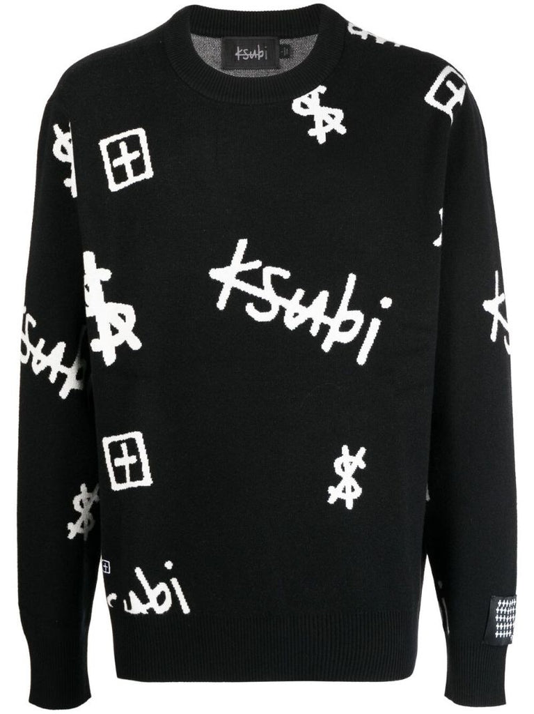 Black Logo Print Sweater