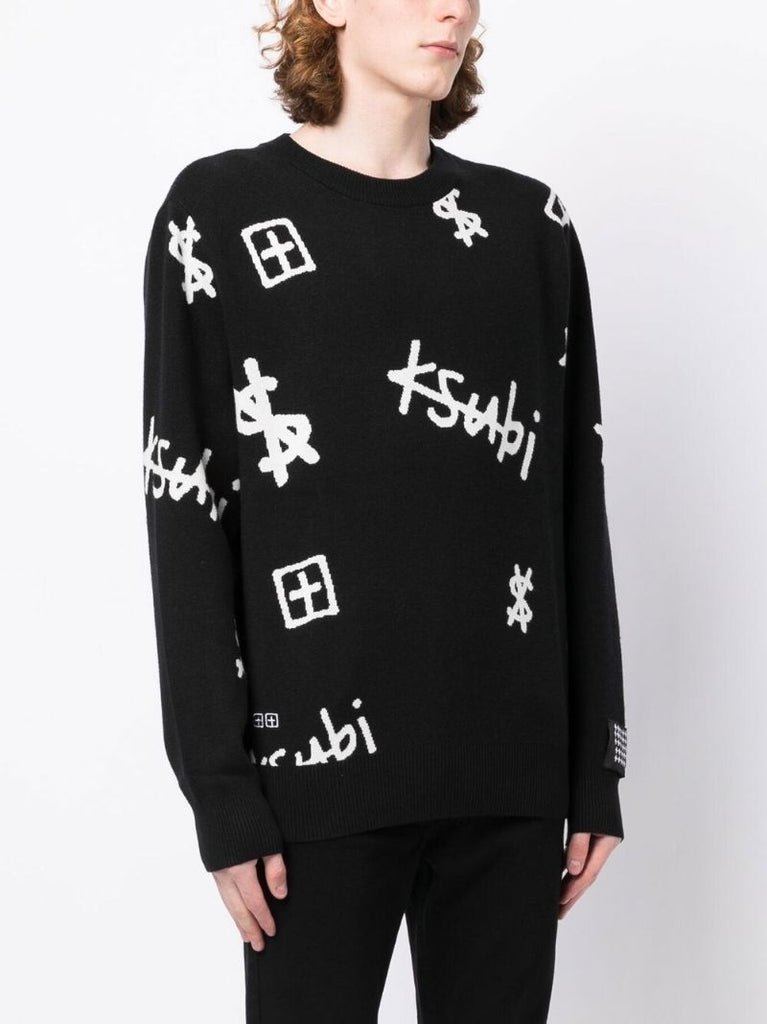 Black Logo Print Sweater