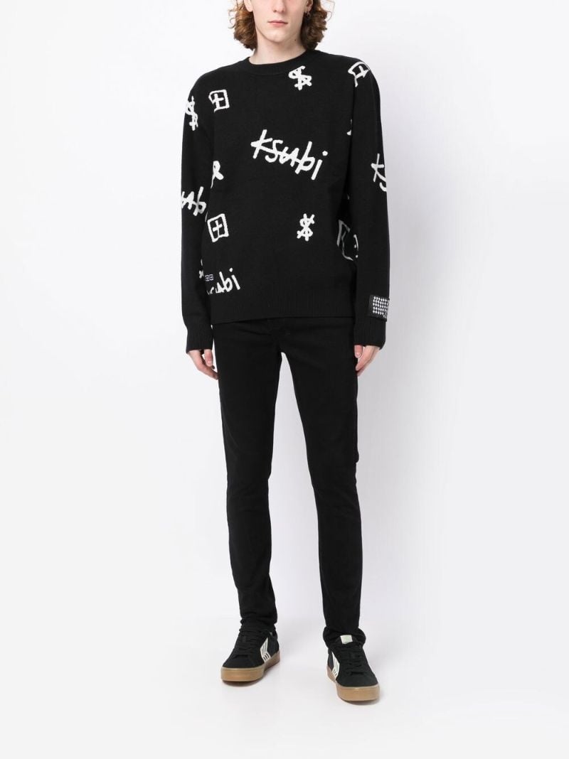 Black Logo Print Sweater