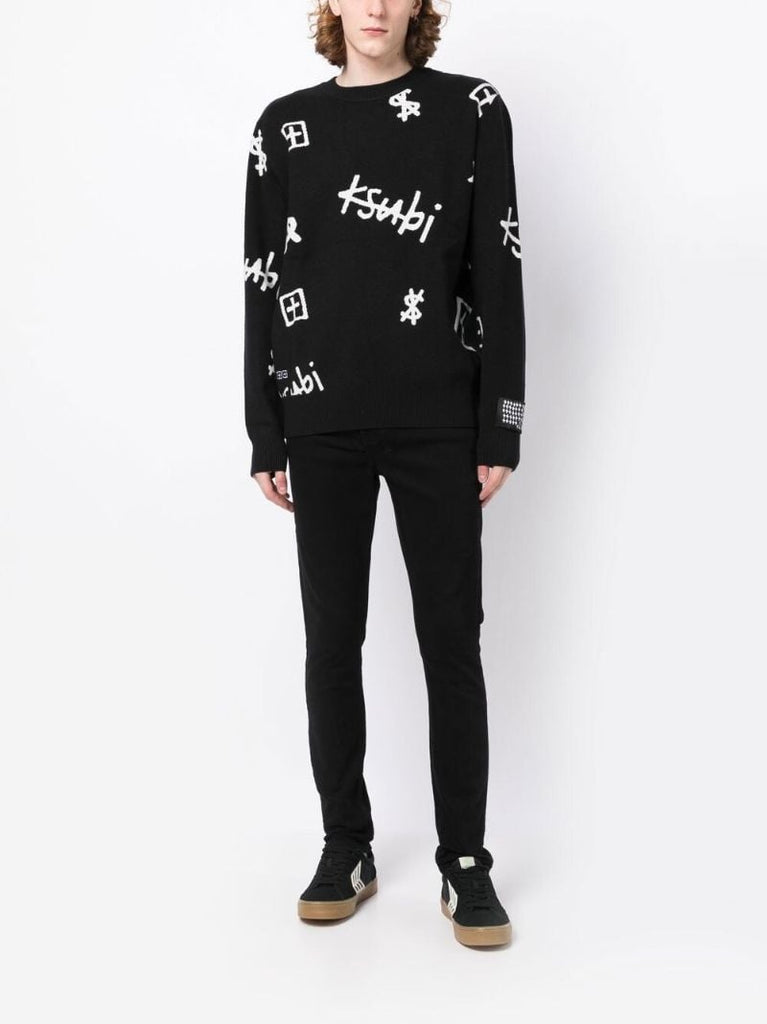 Black Logo Print Sweater