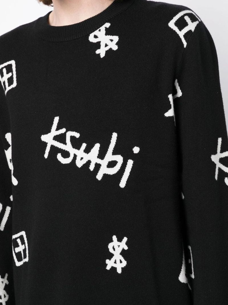 Black Logo Print Sweater