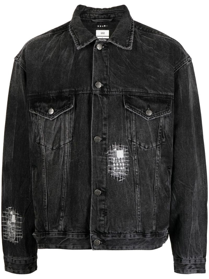 Black Embroidered Denim Jacket