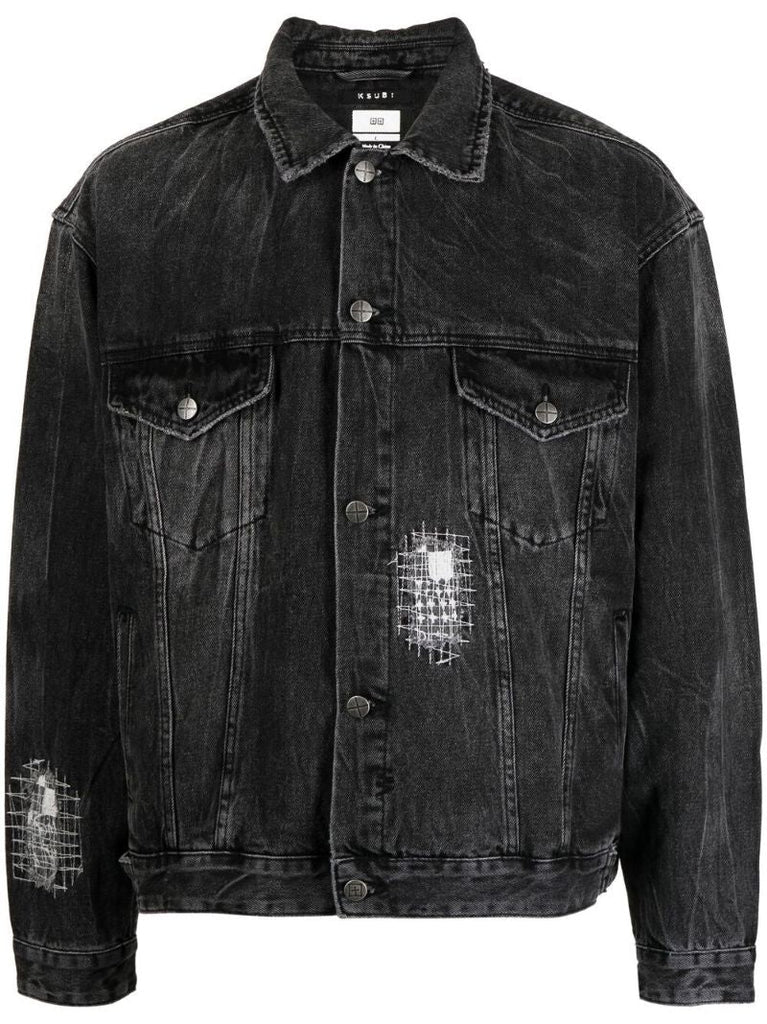 Black Embroidered Denim Jacket