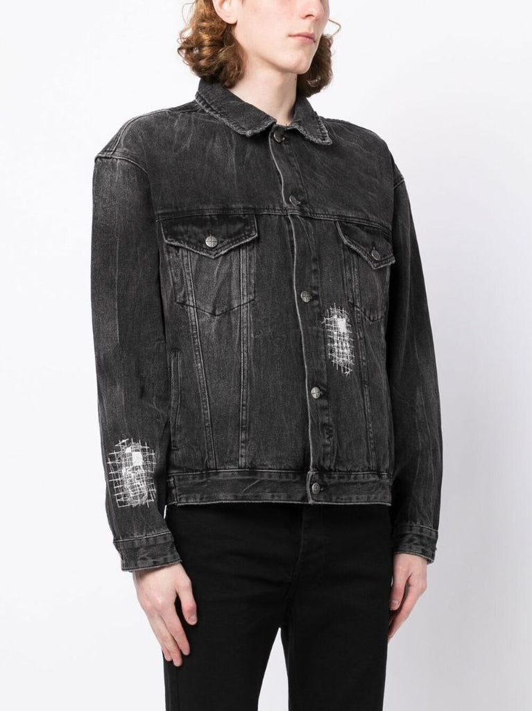 Black Embroidered Denim Jacket