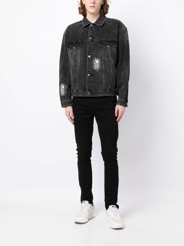 Black Embroidered Denim Jacket