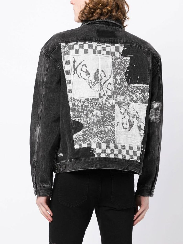 Black Embroidered Denim Jacket