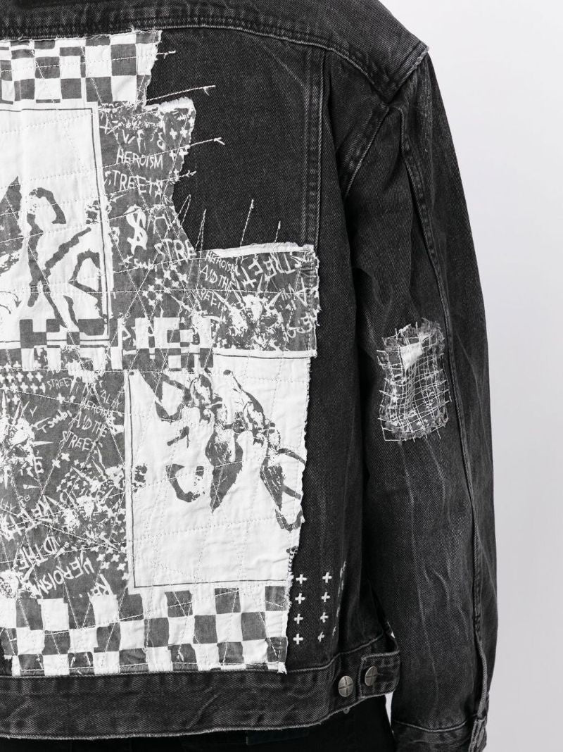 Black Embroidered Denim Jacket