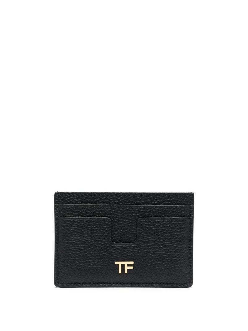 Black Logo Plaque Leather Card Holder