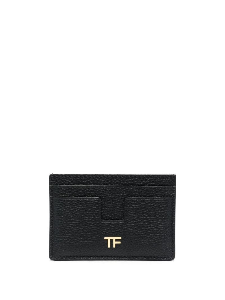Black Logo Plaque Leather Card Holder