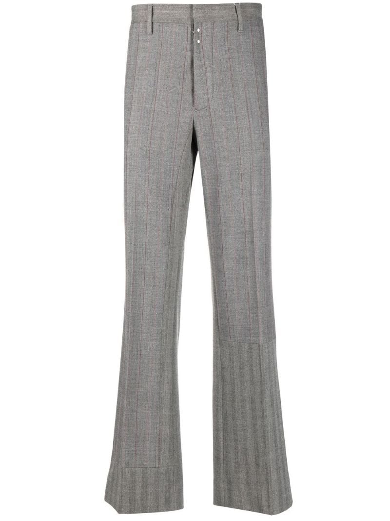Grey Tailored Striped Trousers