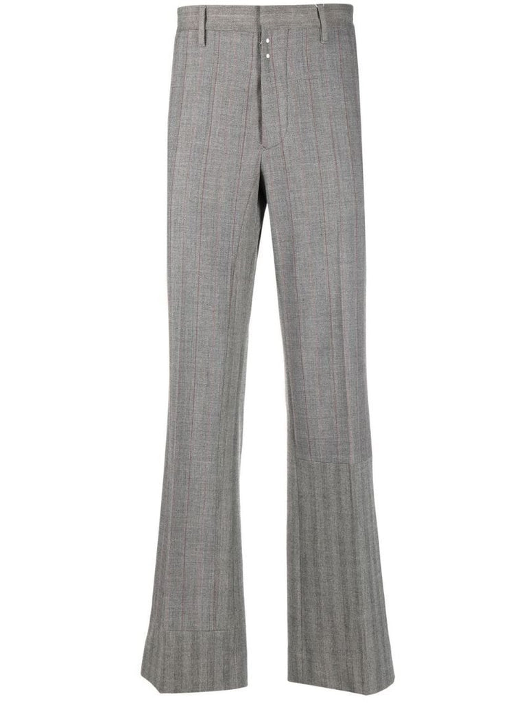 Grey Tailored Striped Trousers