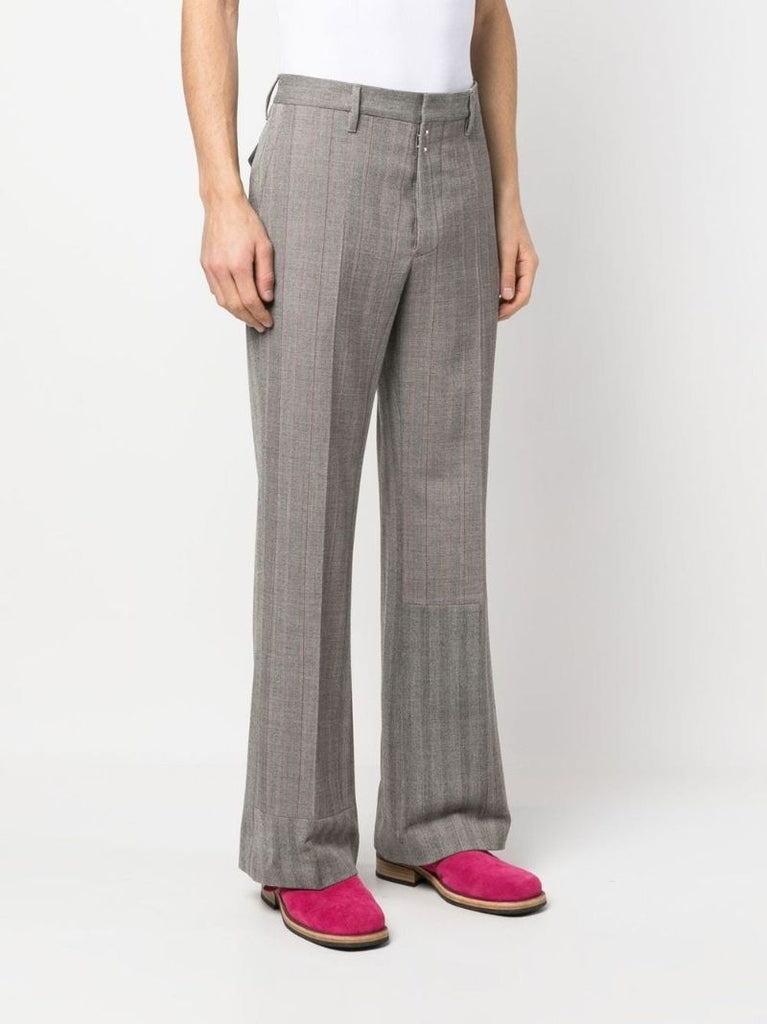 Grey Tailored Striped Trousers