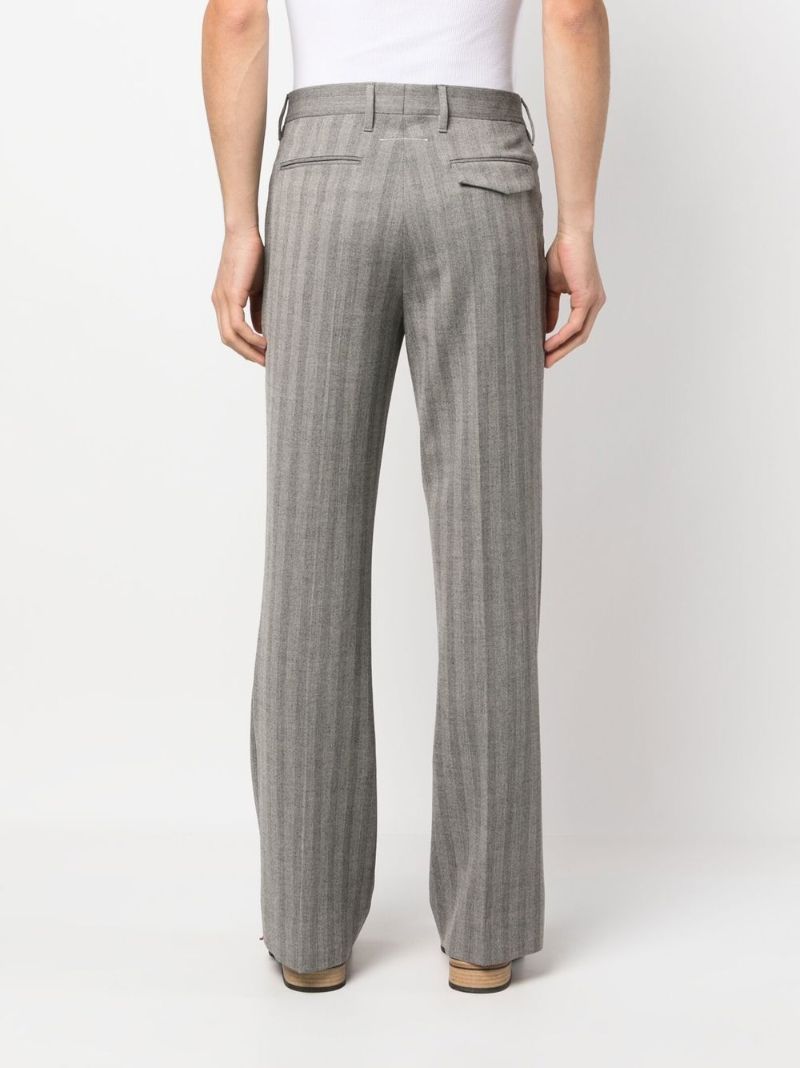 Grey Tailored Striped Trousers