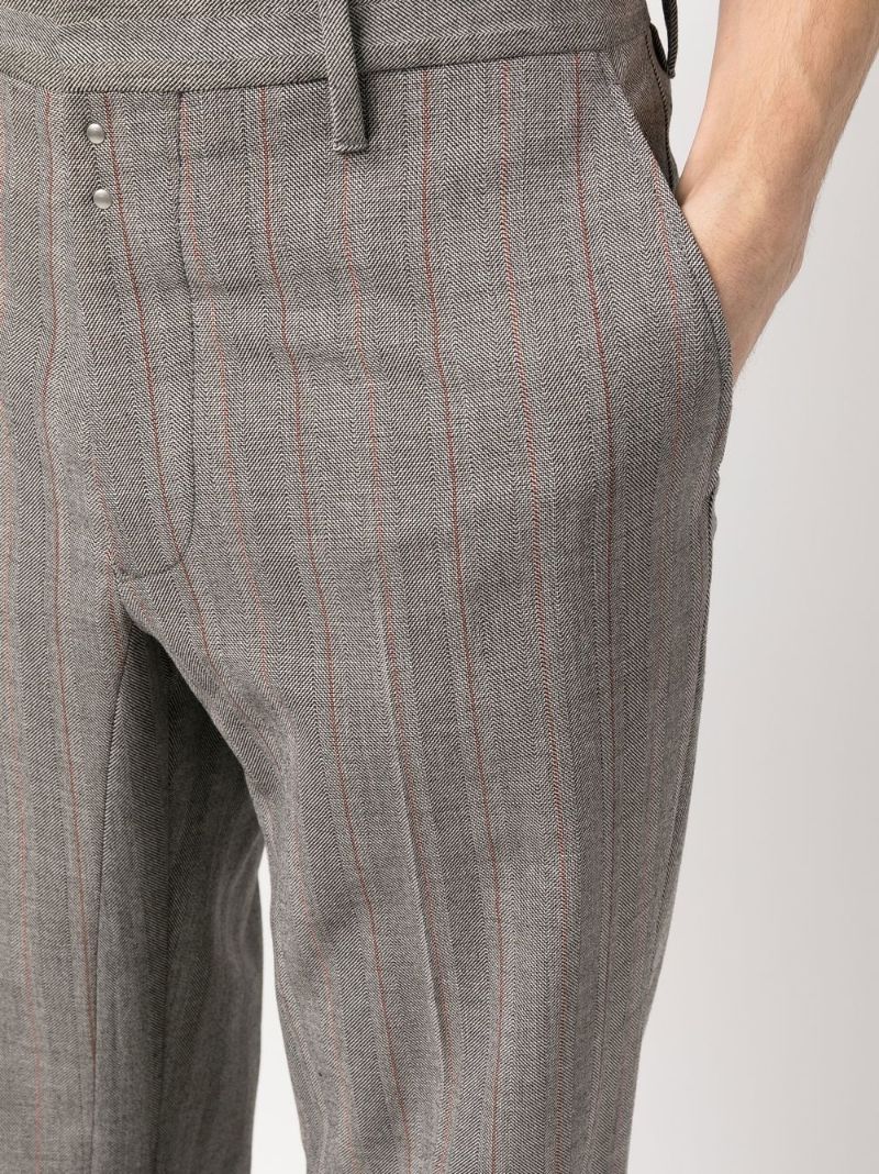 Grey Tailored Striped Trousers