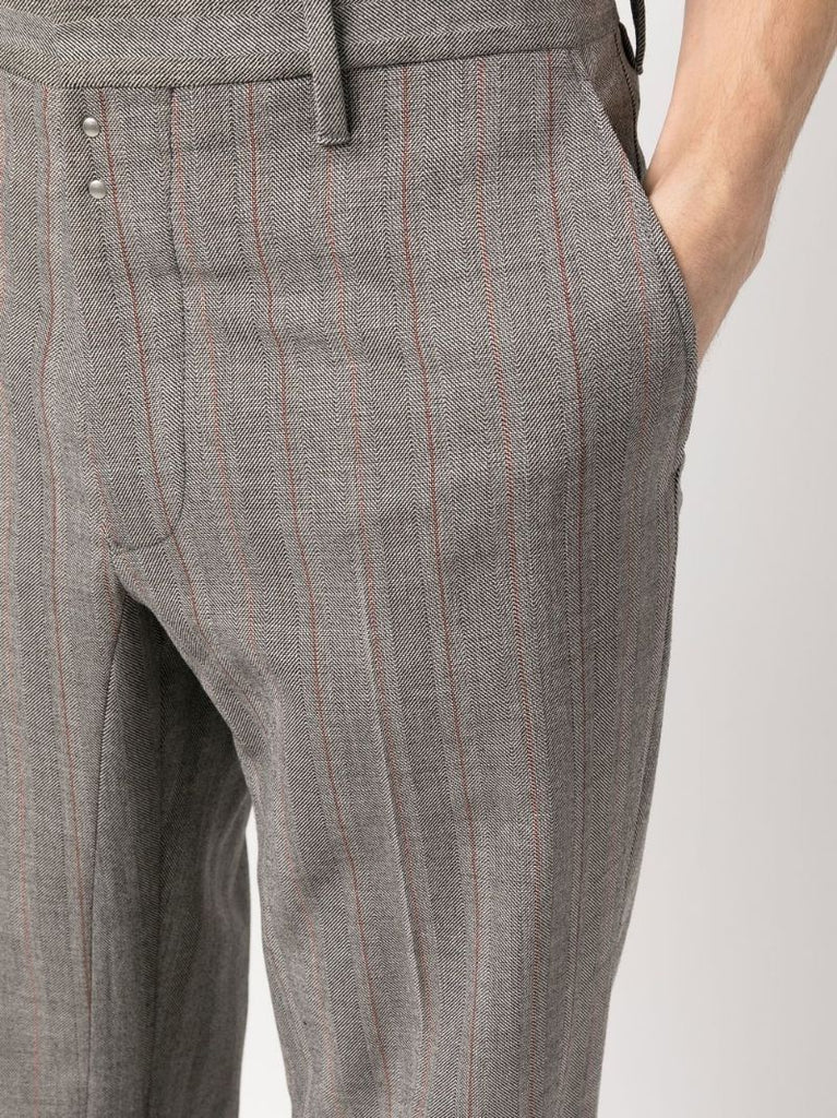 Grey Tailored Striped Trousers