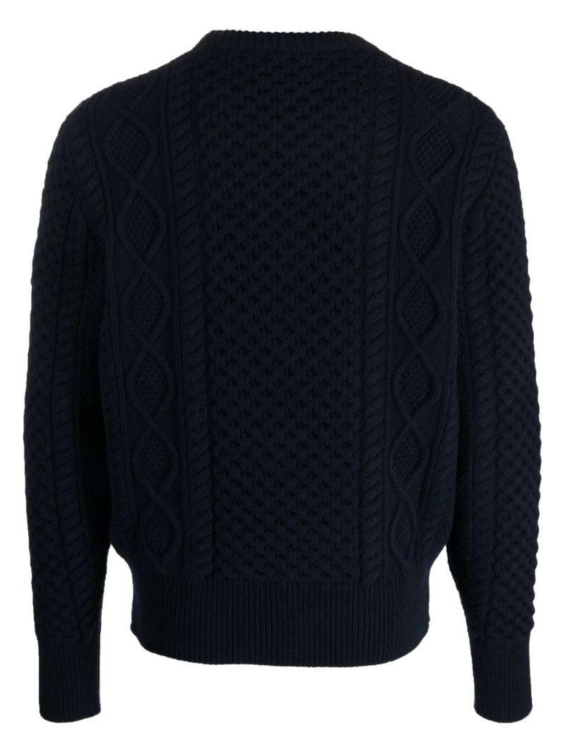 Blue Embroidered Logo Cable-knit Sweater