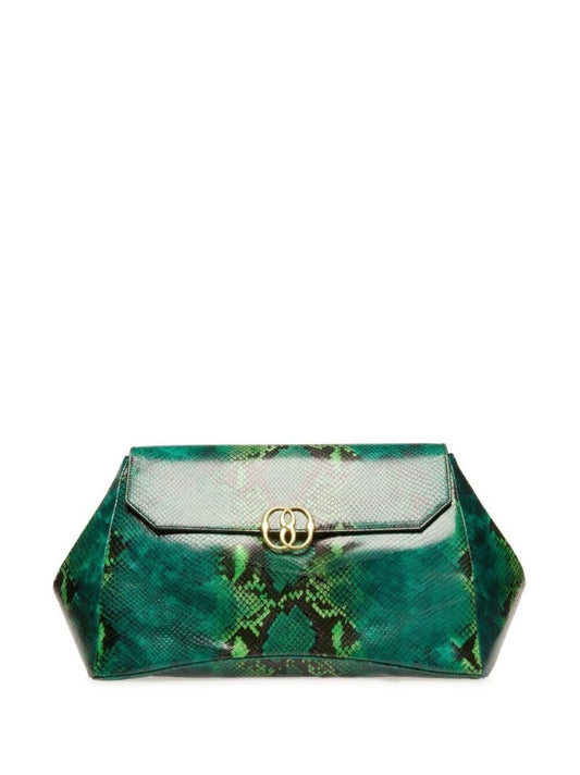 Green Snake Print Cross Body Bag