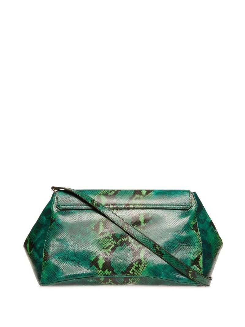 Green Snake Print Cross Body Bag
