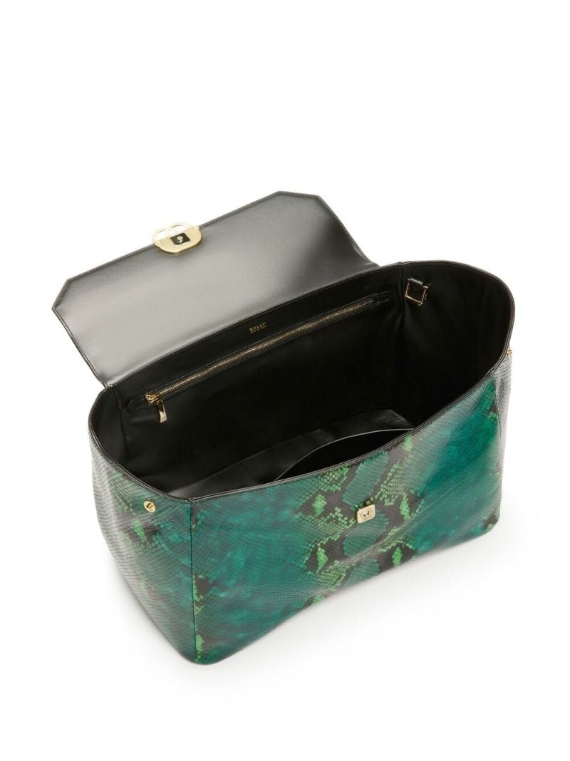 Green Snake Print Cross Body Bag