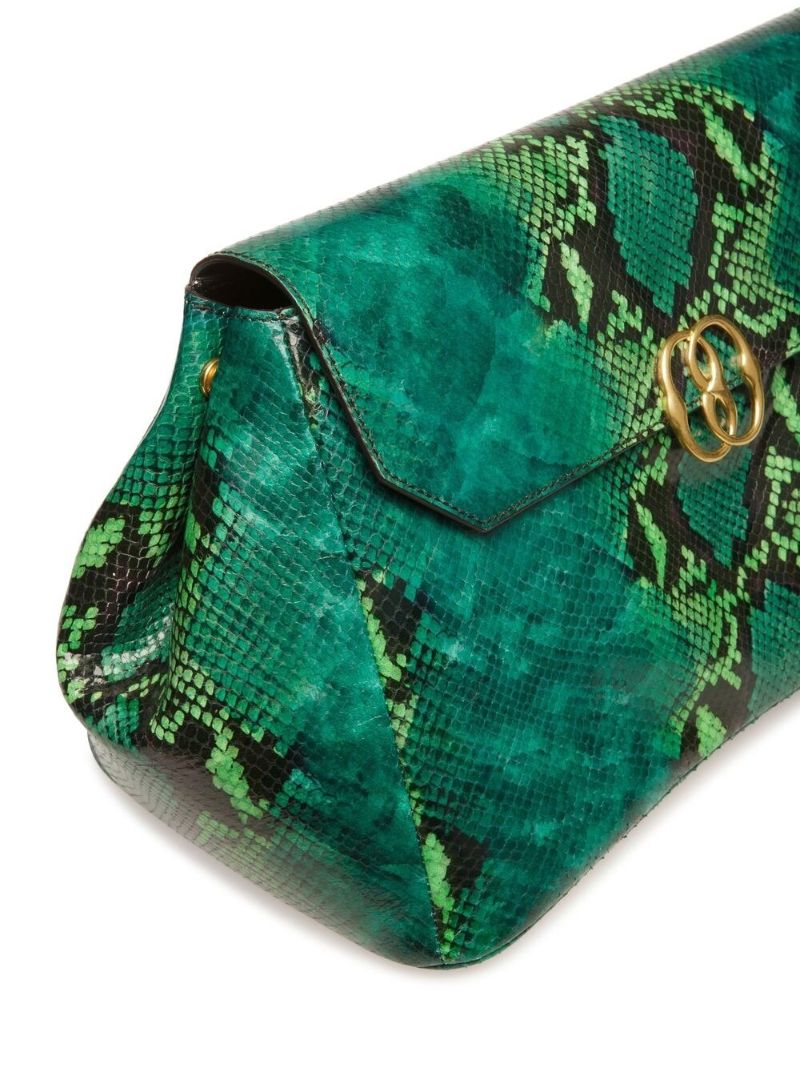Green Snake Print Cross Body Bag