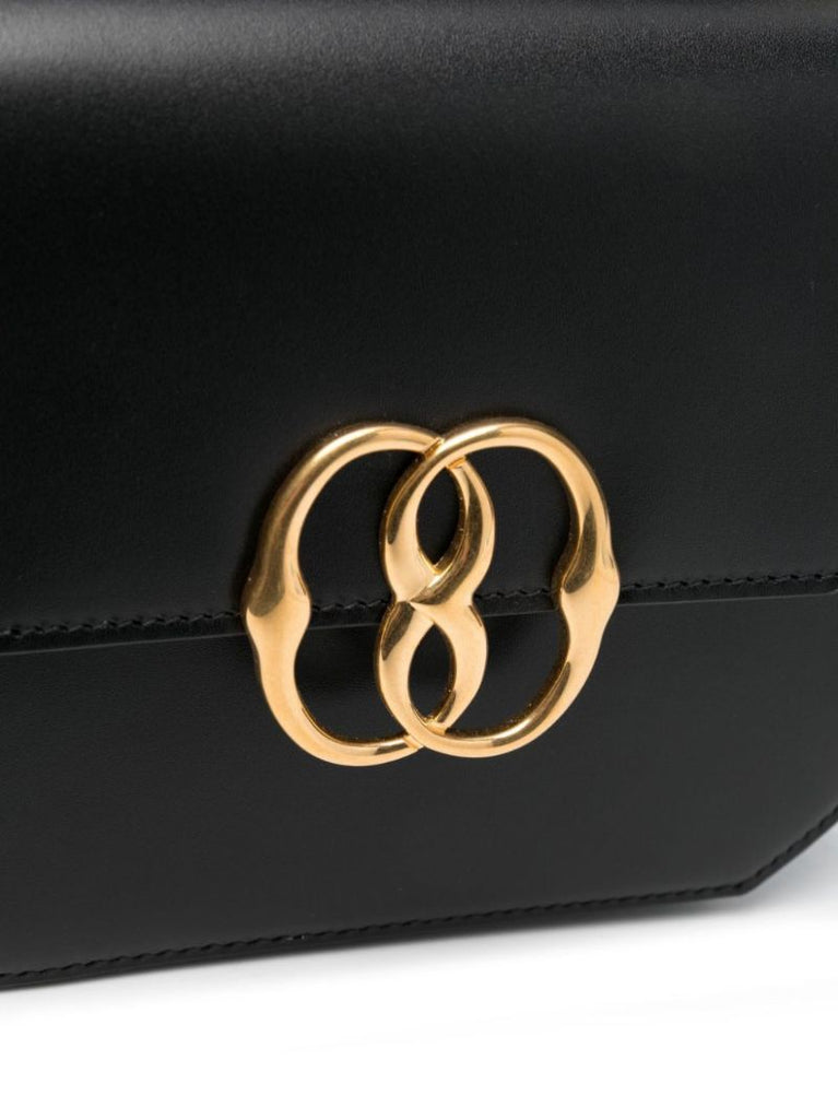 Black Logo-plaque Leather Shoulder Bag