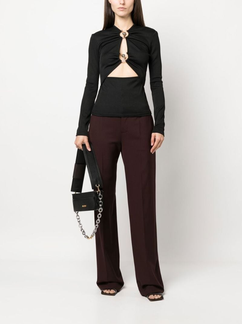 Black Cut-out Long-sleeve Top