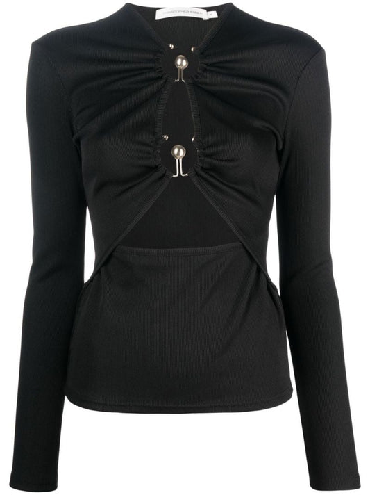 Black Cut-out Long-sleeve Top