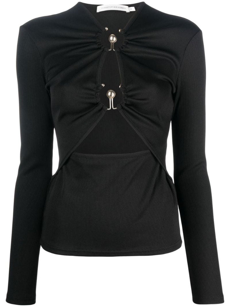 Black Cut-out Long-sleeve Top
