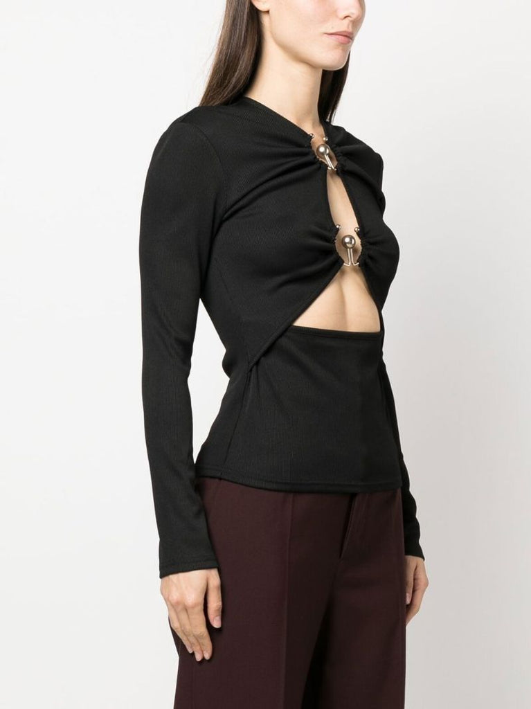 Black Cut-out Long-sleeve Top
