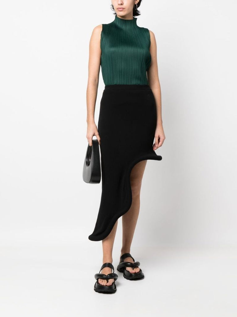 Green Pleated Sleeveless Blouse