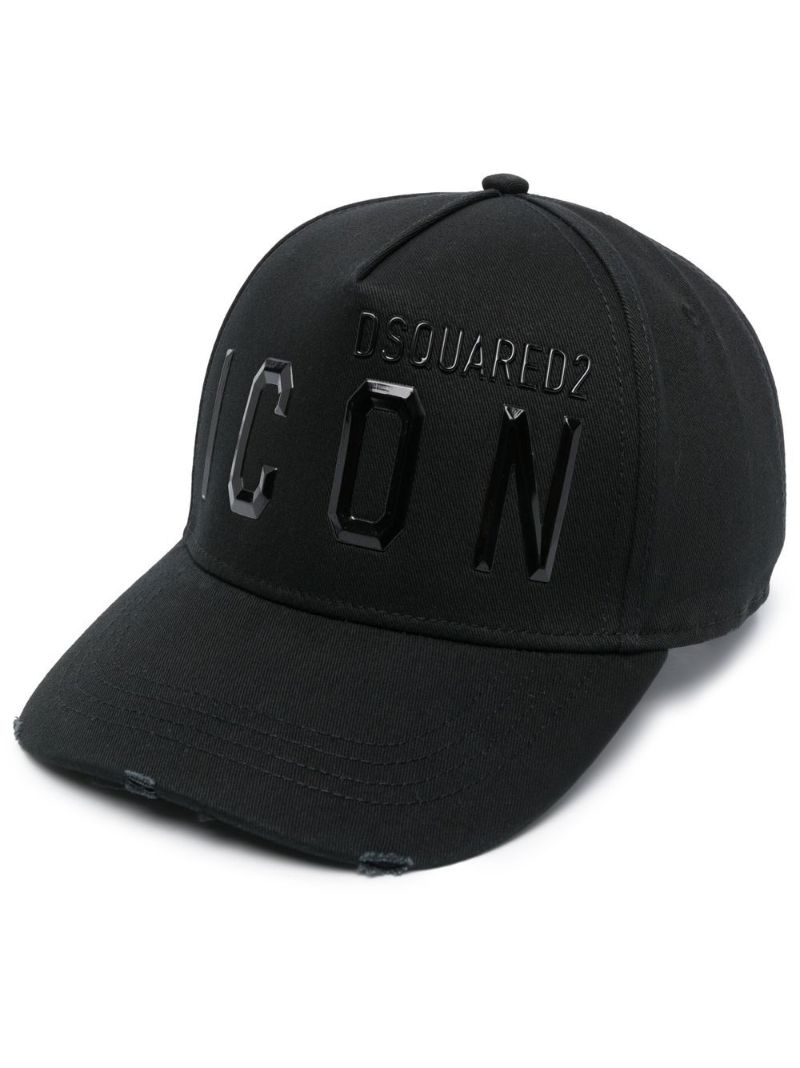 Black Icon Motif Cotton Cap
